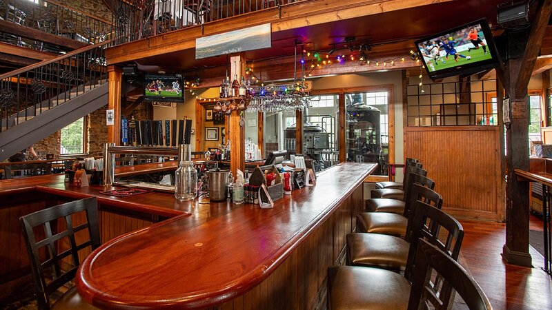 Corner view of bar and television